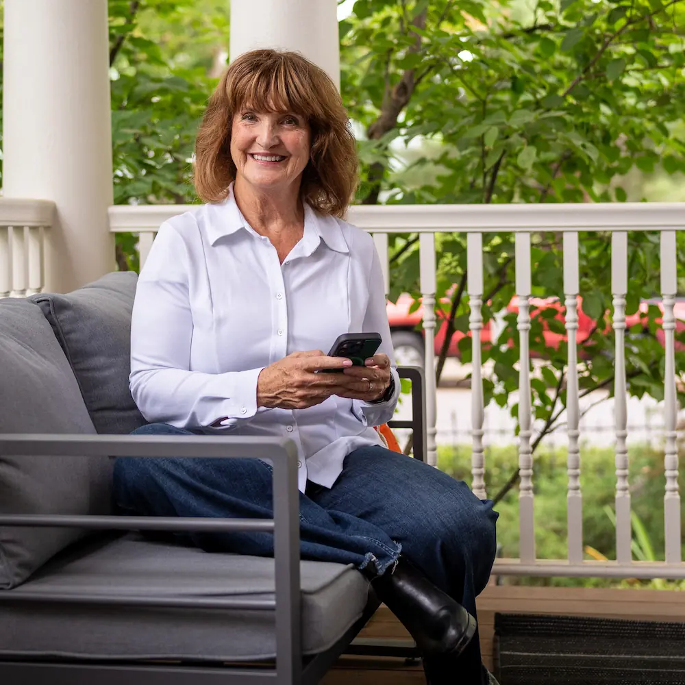 Tracy Sidell on a historic North End porch